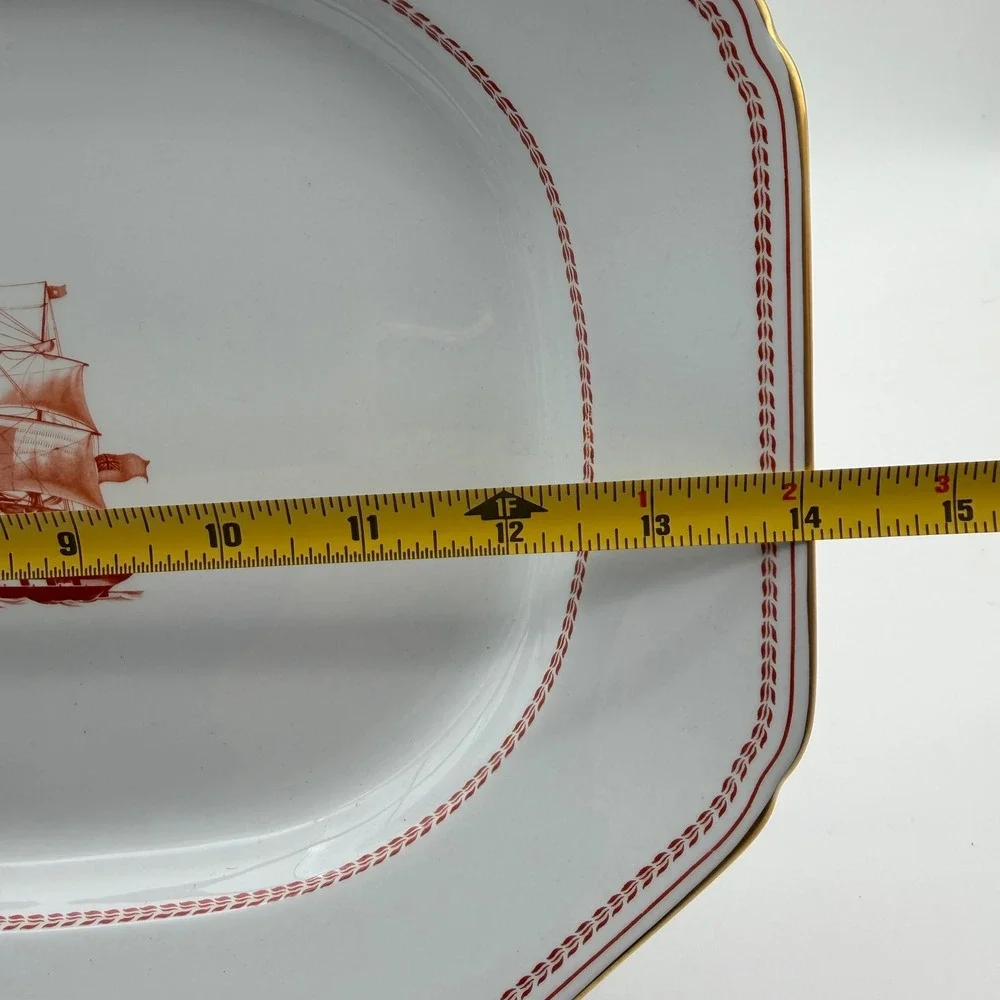 Vintage Spode Trade Winds Rust Red Ship Serving Platter 14